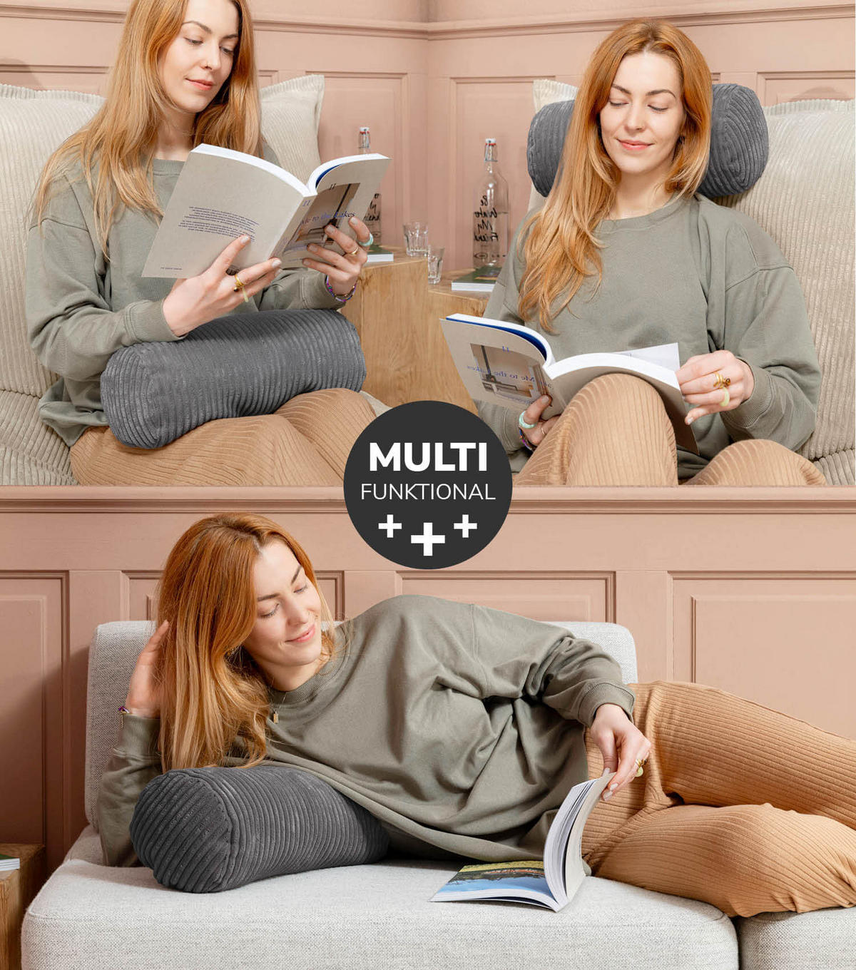 NACKENKISSEN Das Nickerchen - Anthrazit, Textil (17.5/37cm) - Mokebo