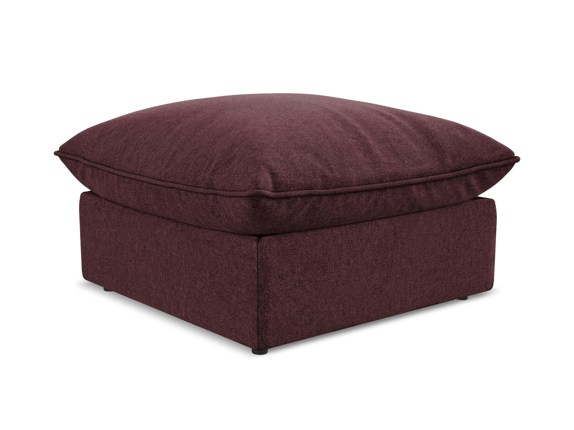 POUF Samt Stoff Rot - Bordeaux/Schwarz, Holzwerkstoff/Kunststoff (75/45/75cm) - Makamii