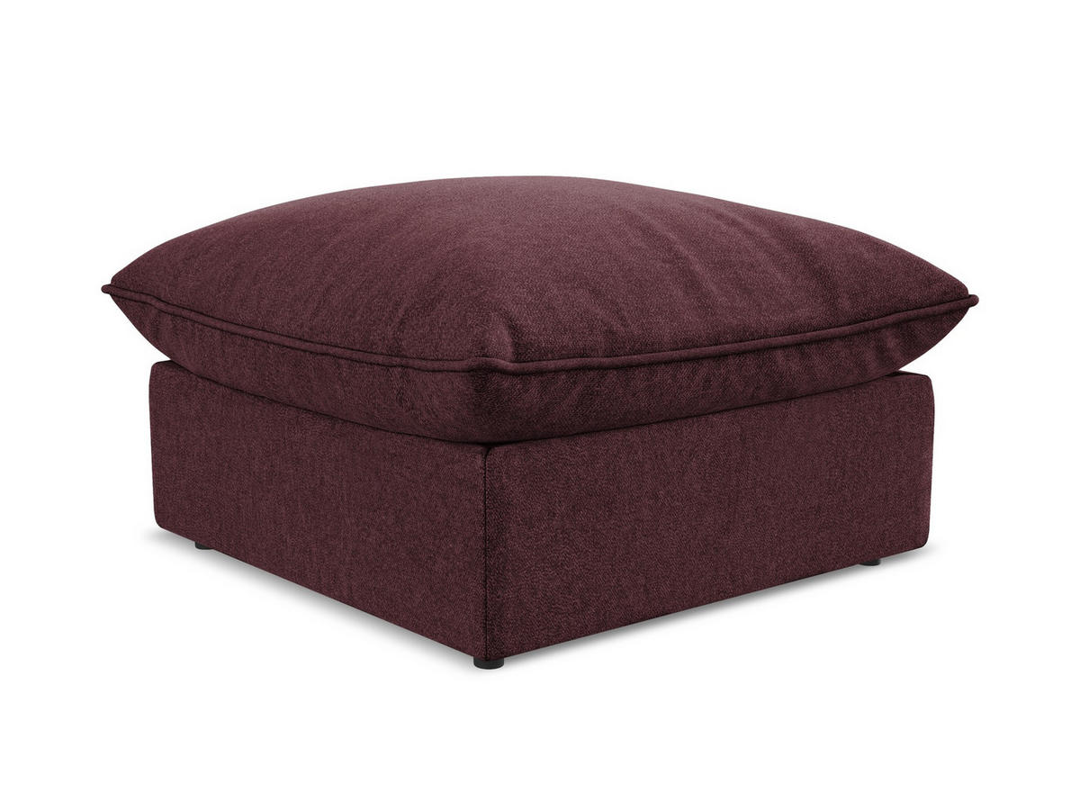 POUF Samt Stoff Rot - Bordeaux/Schwarz, Holzwerkstoff/Kunststoff (75/45/75cm) - Makamii