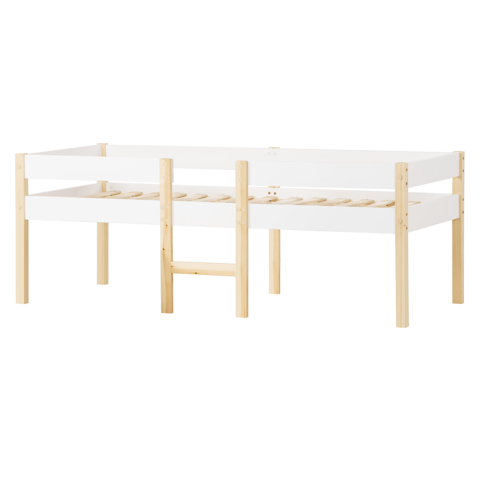 KINDERBETT mit Geländer und Stauraum Weiß 90x190 cm Holz - Weiß, Holz (90/190cm) - SONNENH