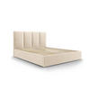 BETT mit Bettkasten und Kopfteil Pyla aus Samt beige 140x200cm - Beige, Textil (140/200cm) - Micadoni