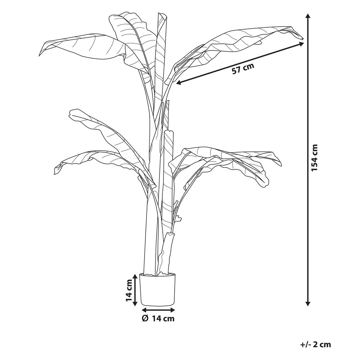 KUNSTPFLANZE im Blumentopf 154 cm Grün/Schwarz Banana Tree - Schwarz/Grün, Kunststoff (154cm) - Beliani