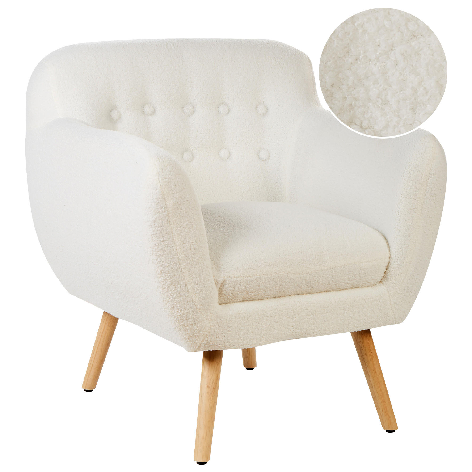 SESSEL Bouclé Weiß Melby - Hellbraun/Weiß, Textil (59/77/68cm) - Beliani