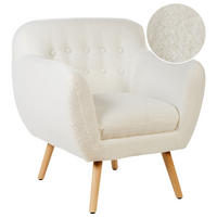 SESSEL Bouclé Weiß Melby - Hellbraun/Weiß, Textil (59/77/68cm) - Beliani