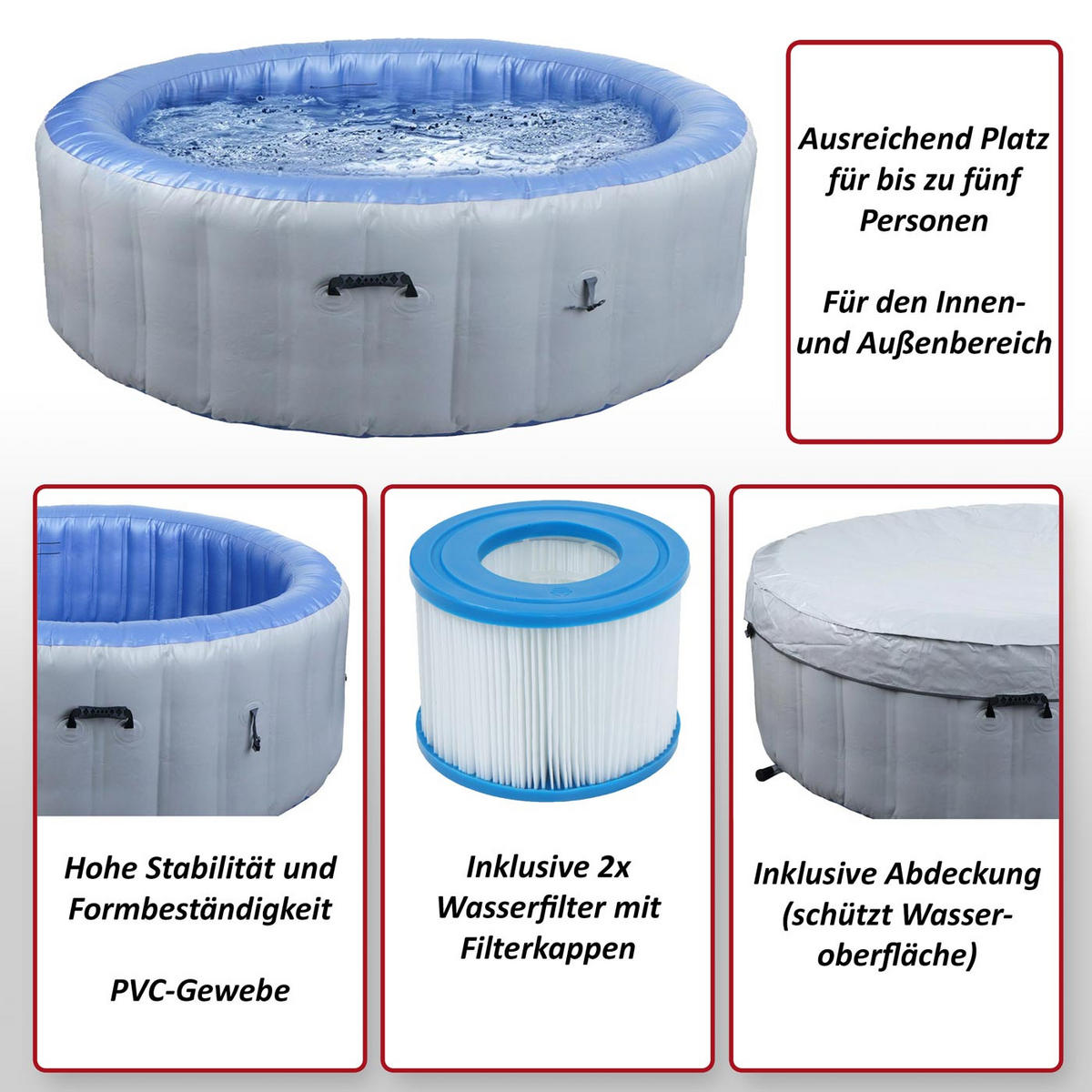 WHIRLPOOL rund Grau - Grau, Kunststoff (198/65/198cm) - MCW