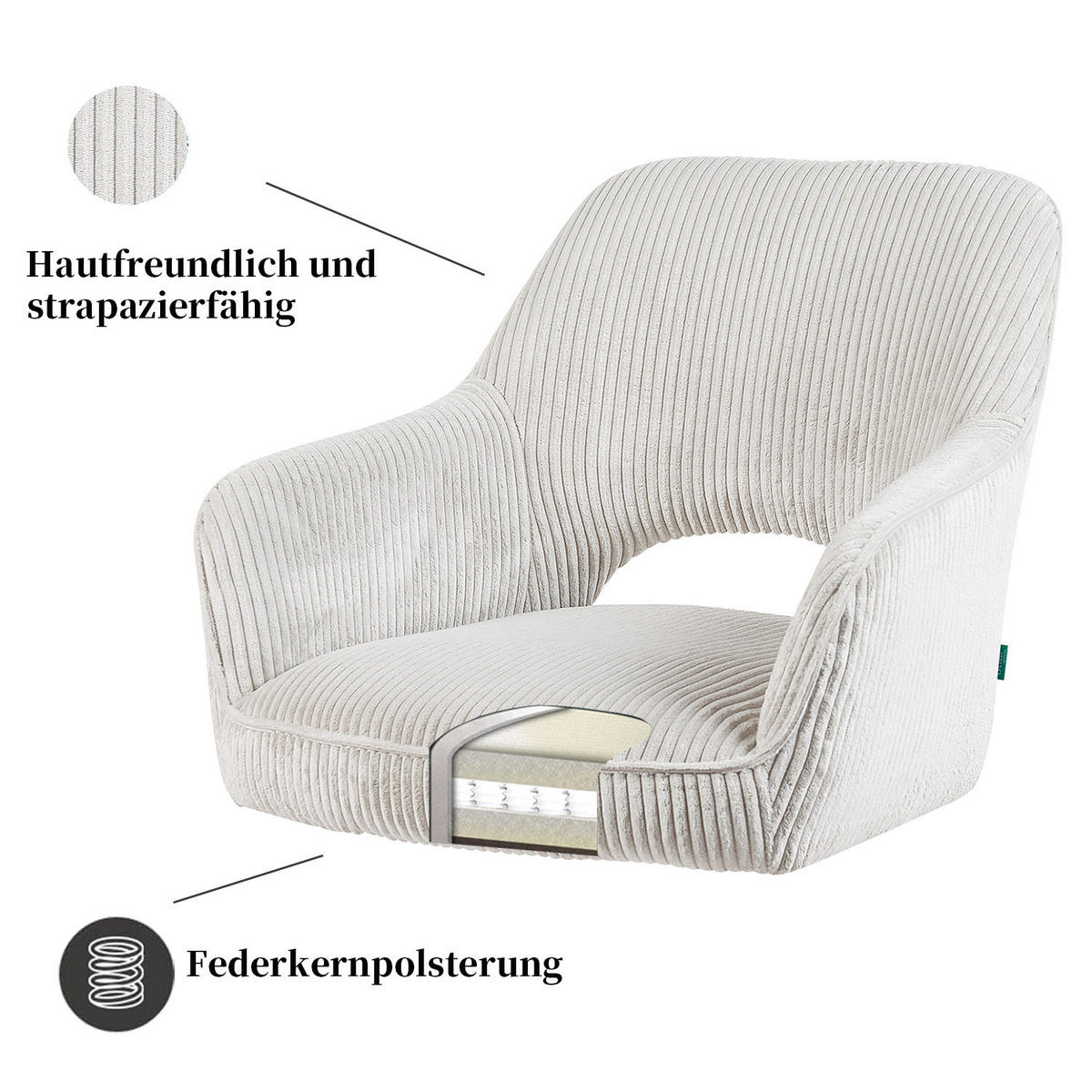 DREHSTUHL Mika-Lena 2er-Set - Nussbaumfarben/Hellgrau, Eichenholz/Holz (60/87/65cm) - DUBI Möbel