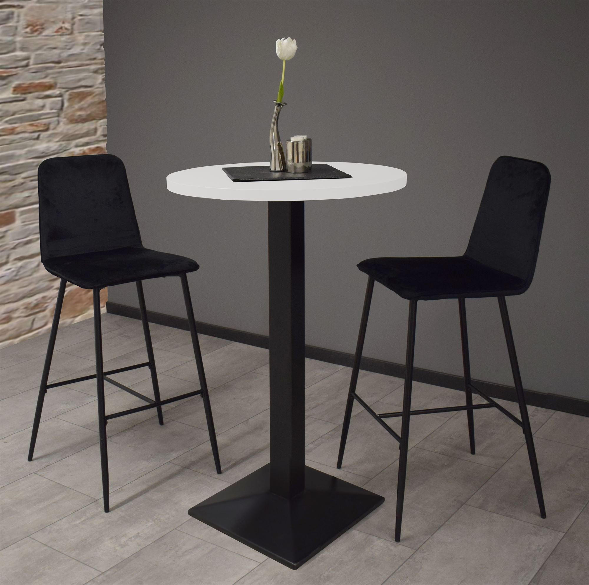 TRESENTISCH rund Eleanore 70 cm schwarz matt/weiß matt lack - Weiß, Metall (70/70/106cm) - 58aufmkessel