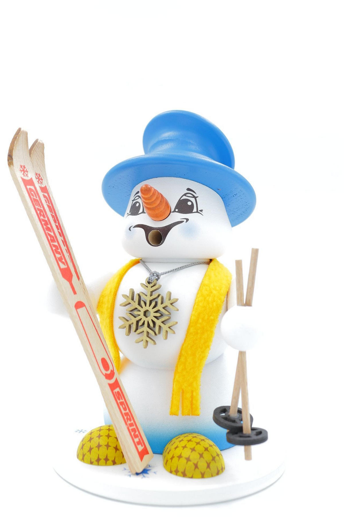 RAUCHFIGUR Schneemann Weiß Skifahrer 19 cm - Multicolor, Holz (15/19/0.1cm)