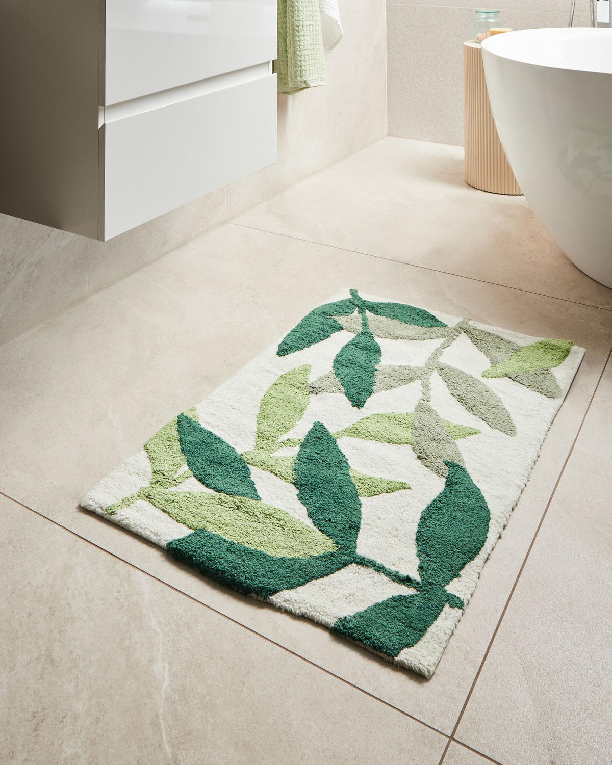 KOUPELNOVÁ PŘEDLOŽKA Zelená 60/90 cm Bavlna Asan - tmavě zelená/zelená barva, textil (60/90cm) - Beliani