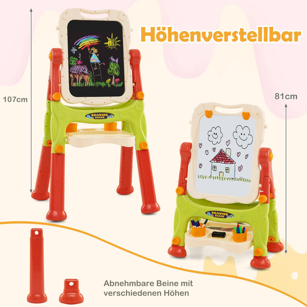 KINDERTAFEL Mehrfarbig - Rot/Multicolor, Kunststoff (48/109/61cm) - COSTWAY