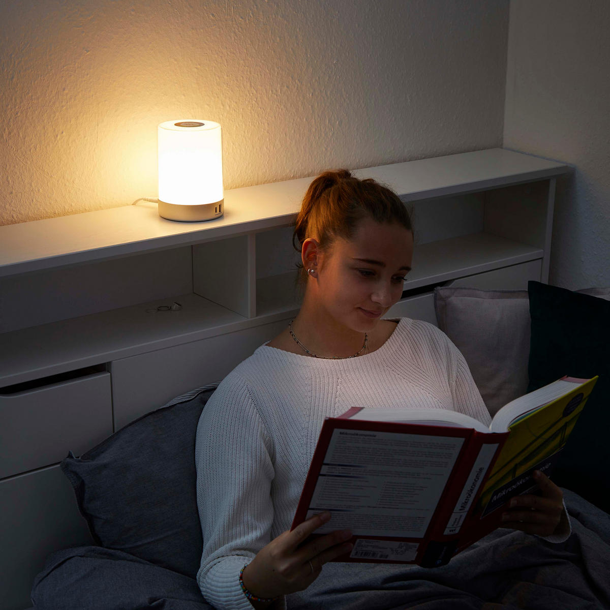 LED-TISCHLEUCHTE - dimmbar mit Farbwechsel, Touch-Taste und USB-Ladeports in Weiß - Weiß, Kunststoff (10.6/10.6/14.6cm) - Northpoint