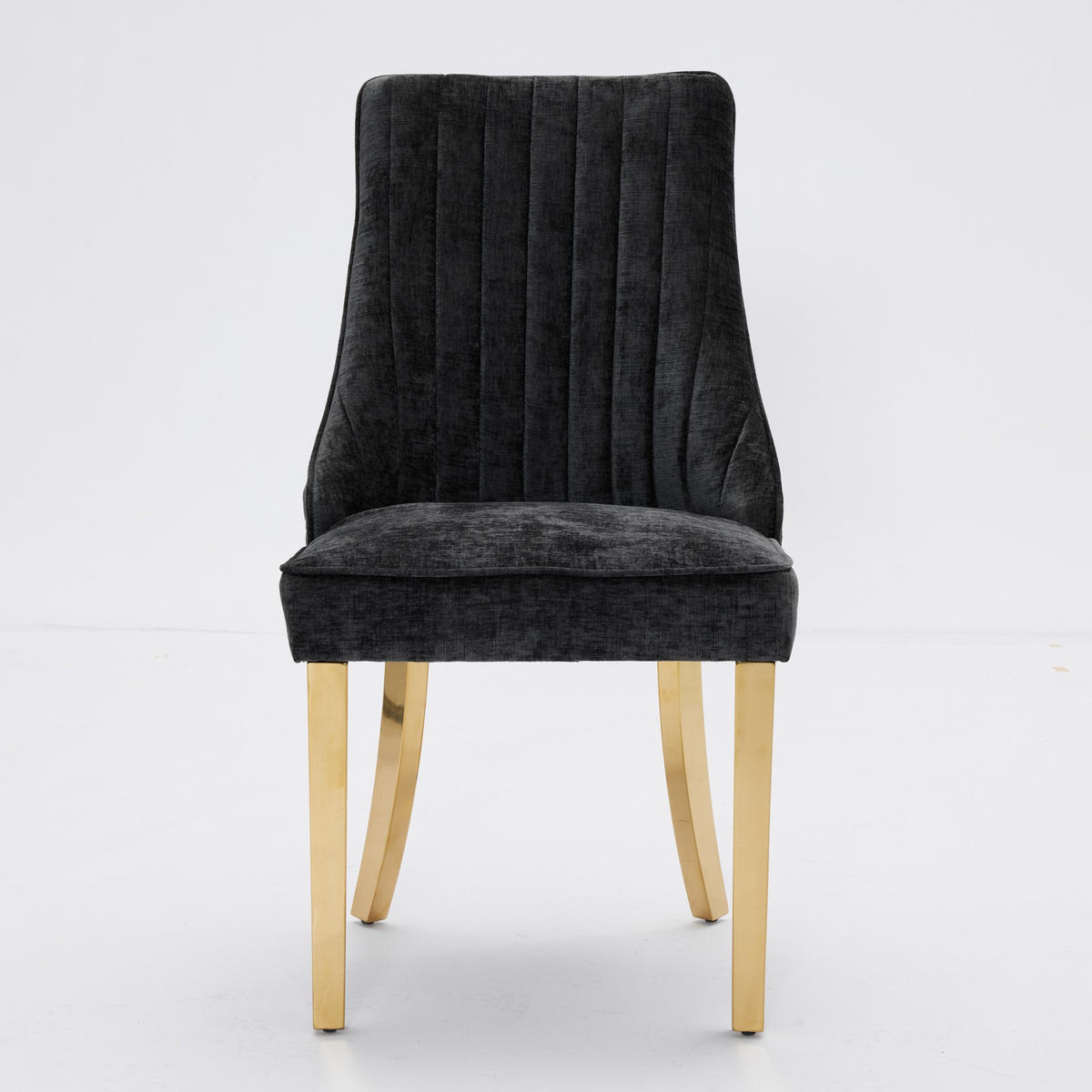 ESSZIMMERSTUHL 2er-Set aus Chenille mit Goldbeinen, Schwarz - Schwarz, Textil (65/95/50cm)
