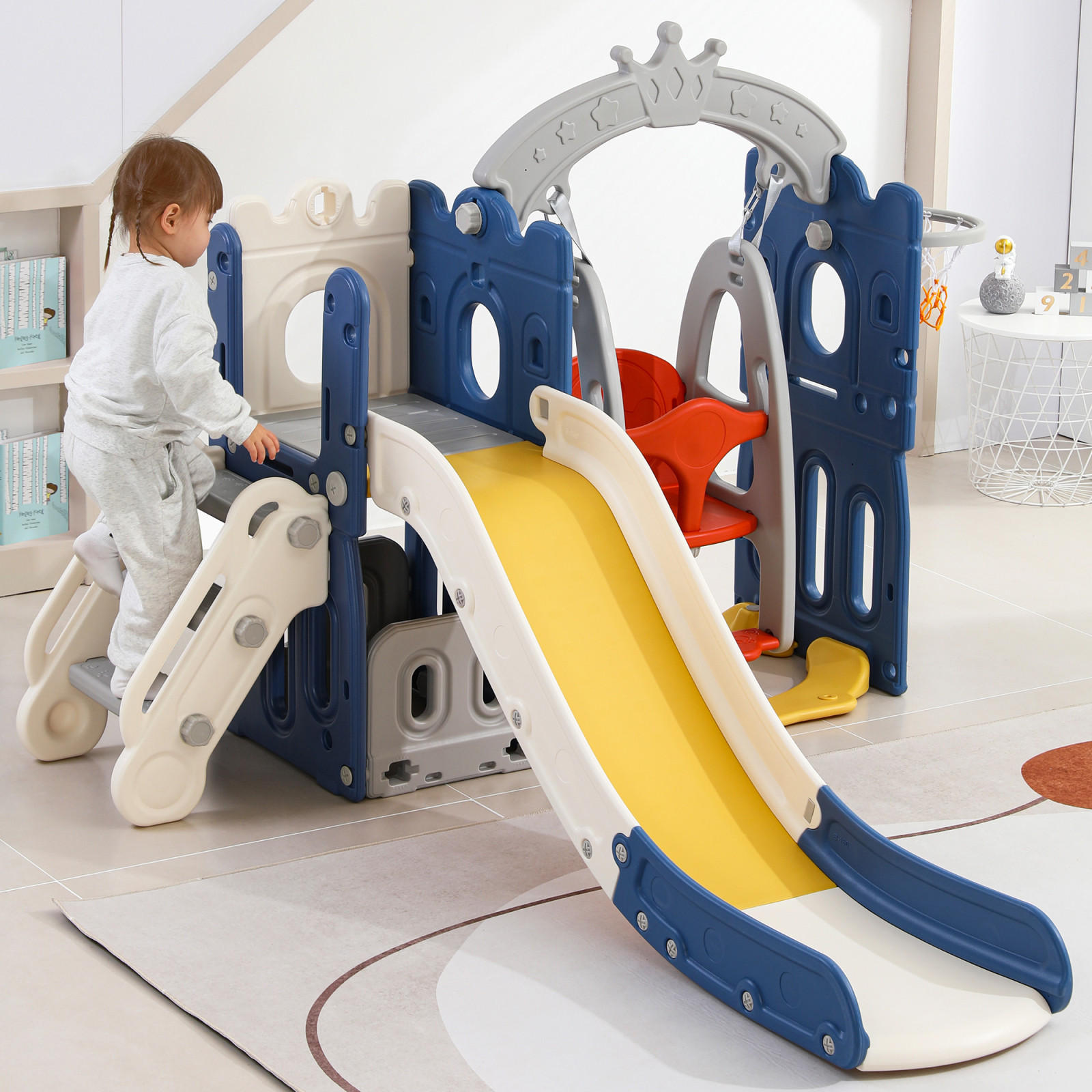 KINDERRUTSCHE 5-in-1, 150 x 157 x 120 cm - Grün, Kunststoff (150/157cm)