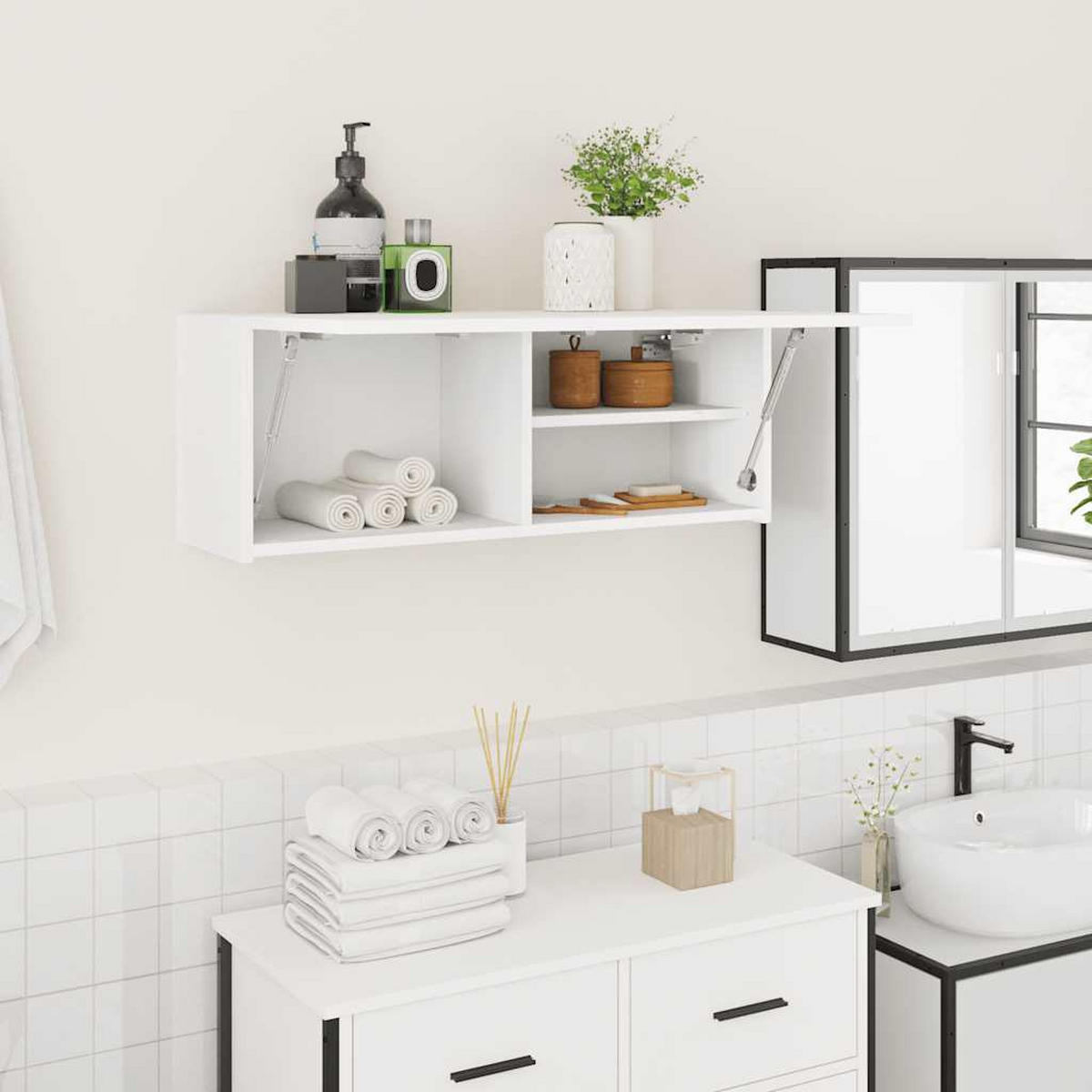 BAD-WANDSCHRANK Weiss 80/25/30 Cm Holzwerkstoff - Weiß, Holzwerkstoff (25/30/80cm) - vidaXL