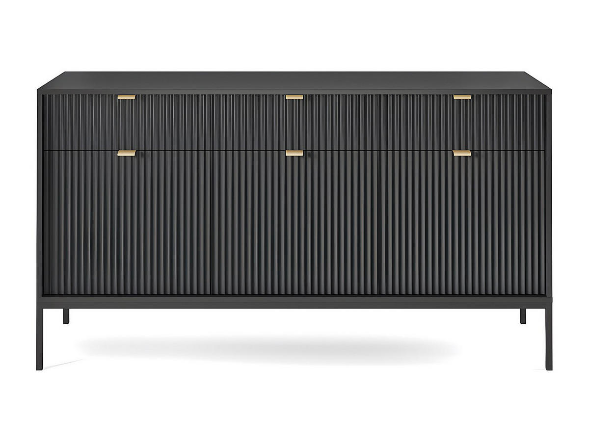 SIDEBOARD - 154cm x 39cm - MDF - schwarz - LIOUBA - Schwarz, Holz (154/83/39cm) - Vente-Unique