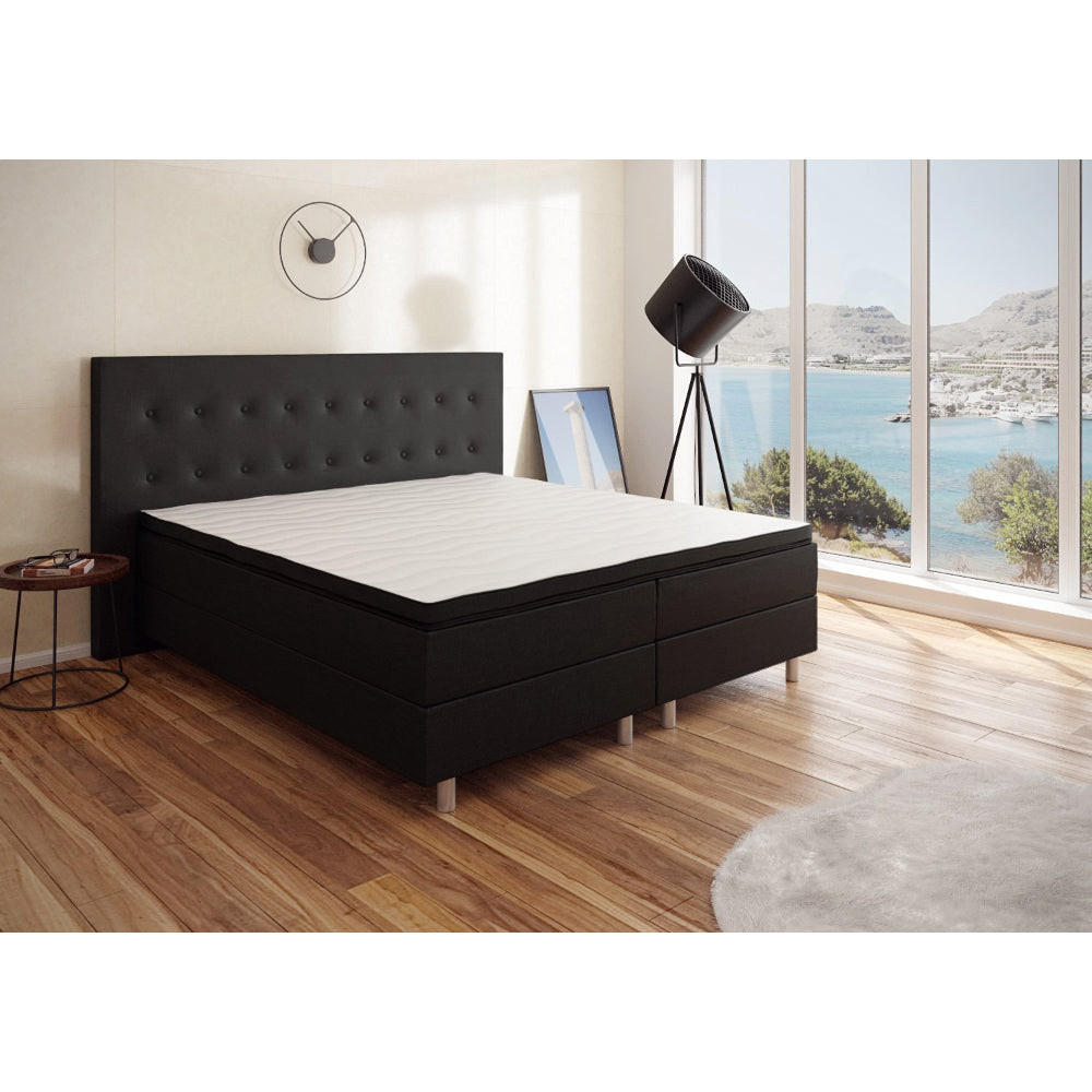BOXBETT RIO Barcelona 5-Zonen mit Visco Topper H3 First Class Bett in verschiedenen Farben und Größen - Schwarz, Holz/Holzwerkstoff (140/200cm) - Best For Home