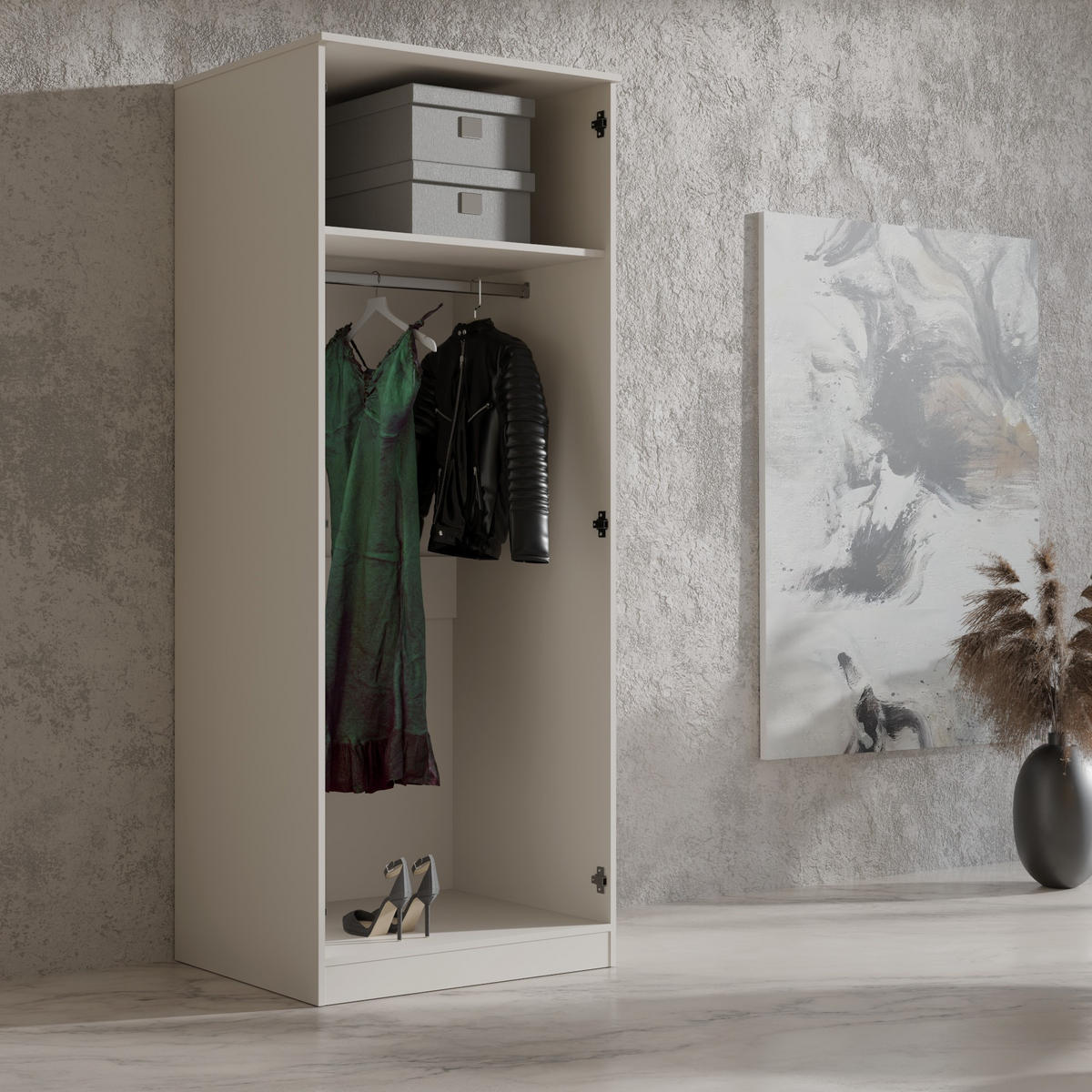 DREHTÜRENSCHRANK mit Spiegel Monza 2D 80 Kaschmir - Kaschmir/Grau, Holzwerkstoff/Metall (80/200/60cm) - mzm24