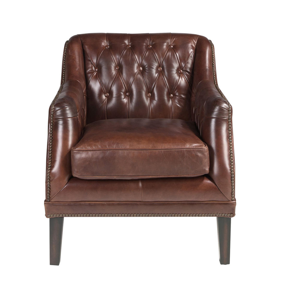 CHESTERFIELD-SESSEL Chester-Sessel aus cognacbraunem Leder 75/81/80 cm - Cognac/Walnussfarben, Leder/Holz (75/80/81cm) - ANGEL CERDA