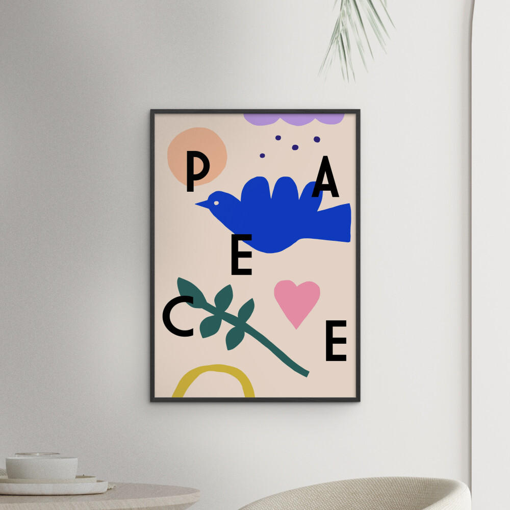 POSTER mit Rahmen Maren Gross - Peace - Multicolor/Schwarz, Holz/Papier (30/40cm) - Poster&Frame