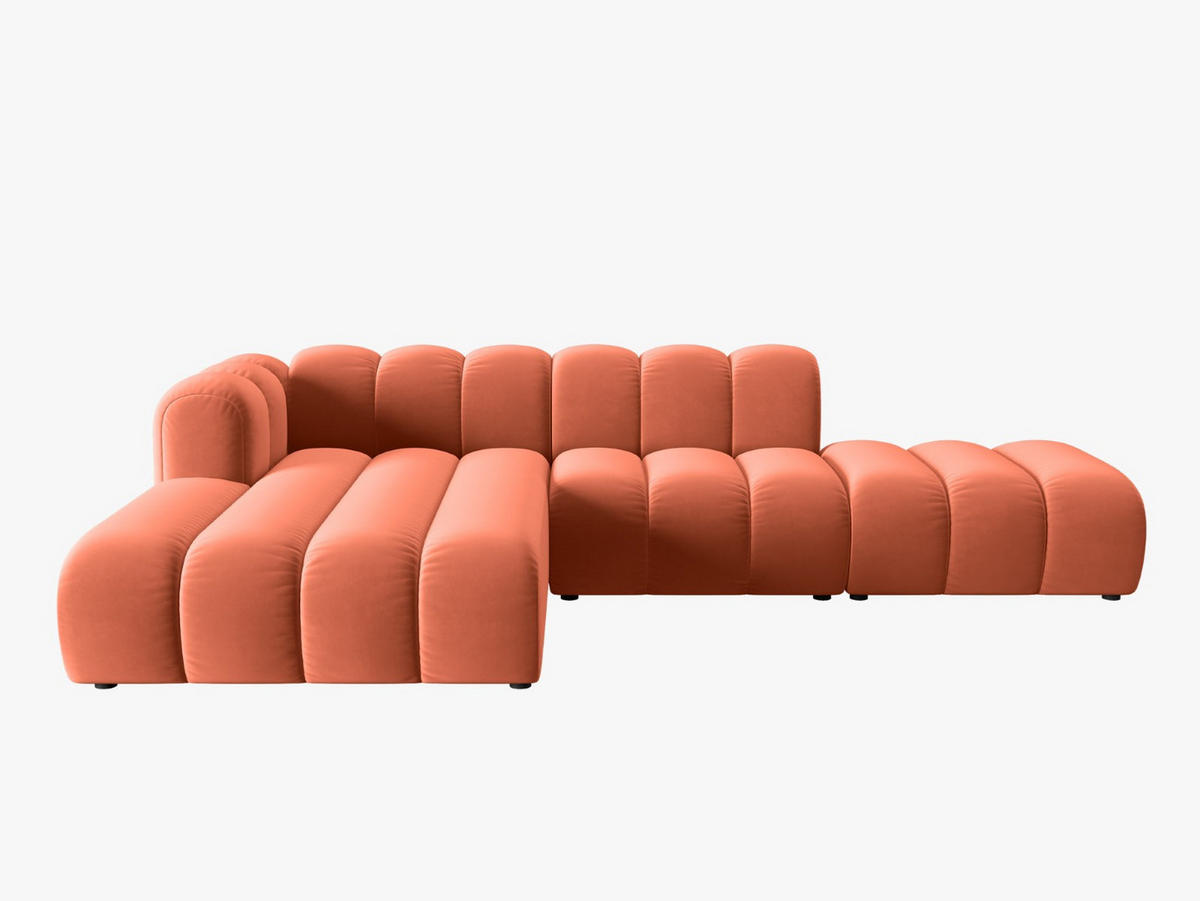 ECKSOFA modular links Lupine aus Samt koralle 5 Sitzplätze - Koralle, Textil (177/299cm) - Micadoni