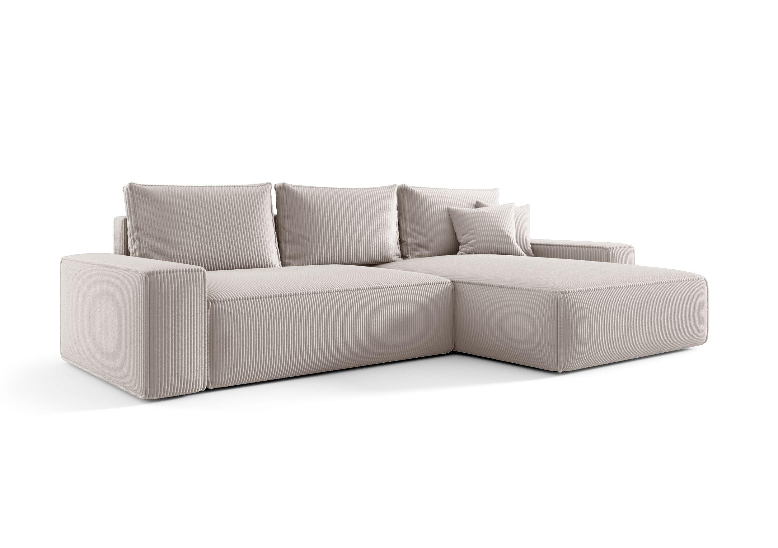 ECKSOFA MONA mit Schlaffunktion POSO 100 Rechts - Ecru, Textil (280/185cm) - Bedante