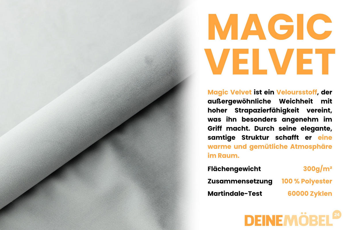 POLSTERBETT MEGAN 180/200 in Velours Hellgrau - Hellgrau, Holz/Holzwerkstoff (180/200cm) - Deine Möbel 24