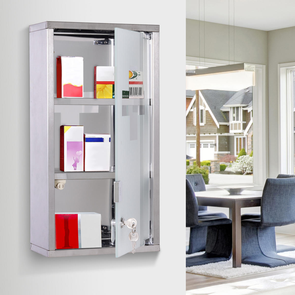 MEDIZINSCHRANK Silber 1 Stück - Silberfarben, Kunststoff (25/48/12cm) - GiPP