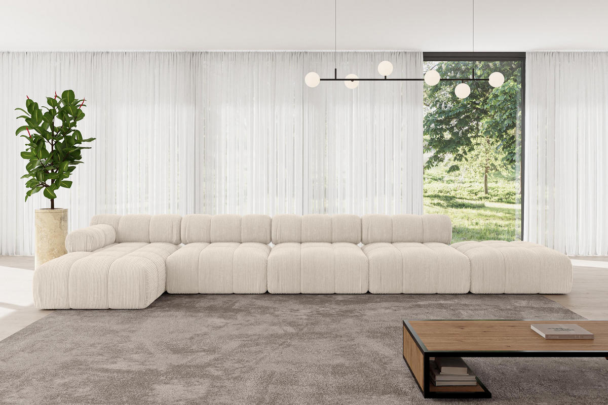 ECKSOFA modulares Sofa Lizur-L3 - 475x160x70 cm Beige Cord - Beige, Holzwerkstoff/Textil (475/160cm) - ALTDECOR