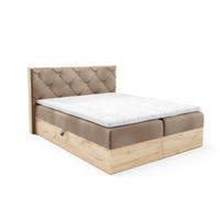 BOXBETT Holzoptik Sonoma Eiche mit Topper 120x200 cm Hellbraun - Hellbraun, Textil (120/200cm) - Home Collective