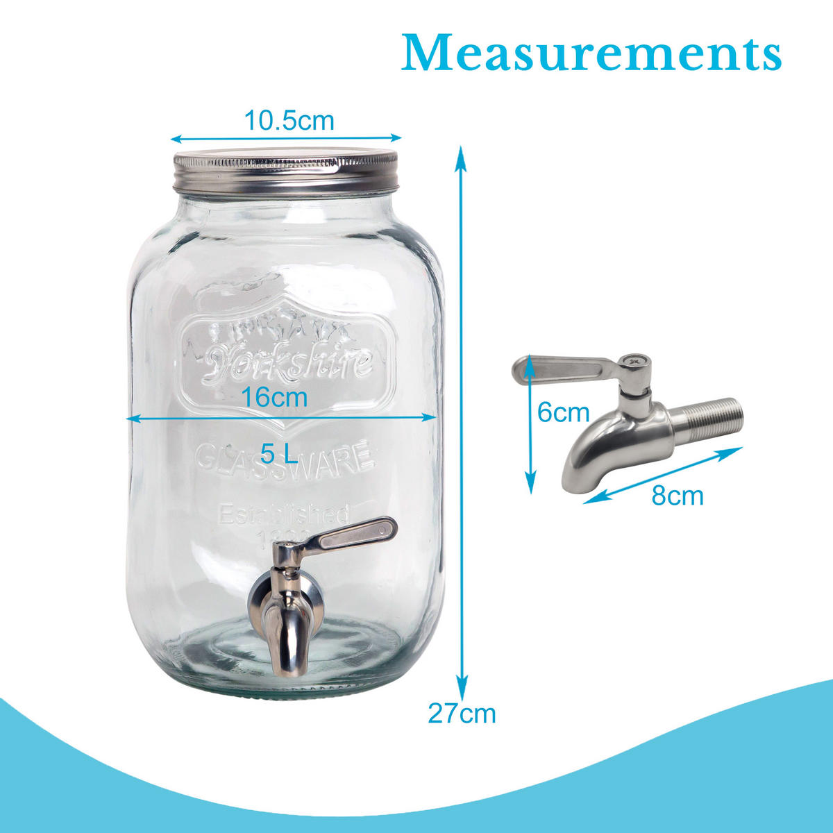 GETRÄNKESPENDER 4 Liter mit Zapfhahn - Transparent, Glas (4L) - Intirilife