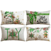 KISSENBEZUG 4er Set Weihnachten Schneemann Lebkuchenmann 30 x 50 cm - Multicolor, Textil (30/50cm)