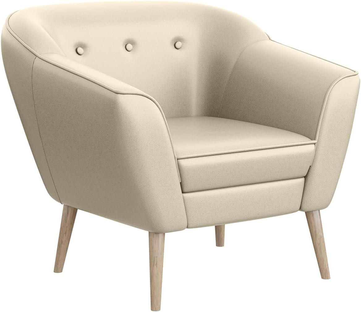 SESSEL Doris - Buchefarben/Creme, Holzwerkstoff/Buchenholz (80/75/74cm) - Meblini
