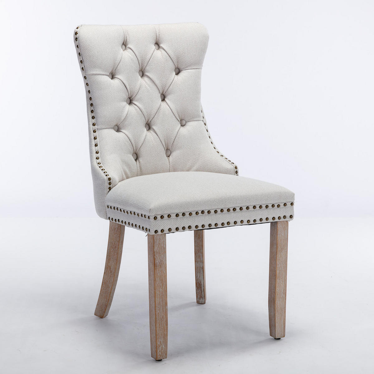 ESSZIMMERSTUHL 2er-Set mit hoher Rückenlehne Leinen Beige - Weiß, Holz (50/95/65cm) - Meubliv