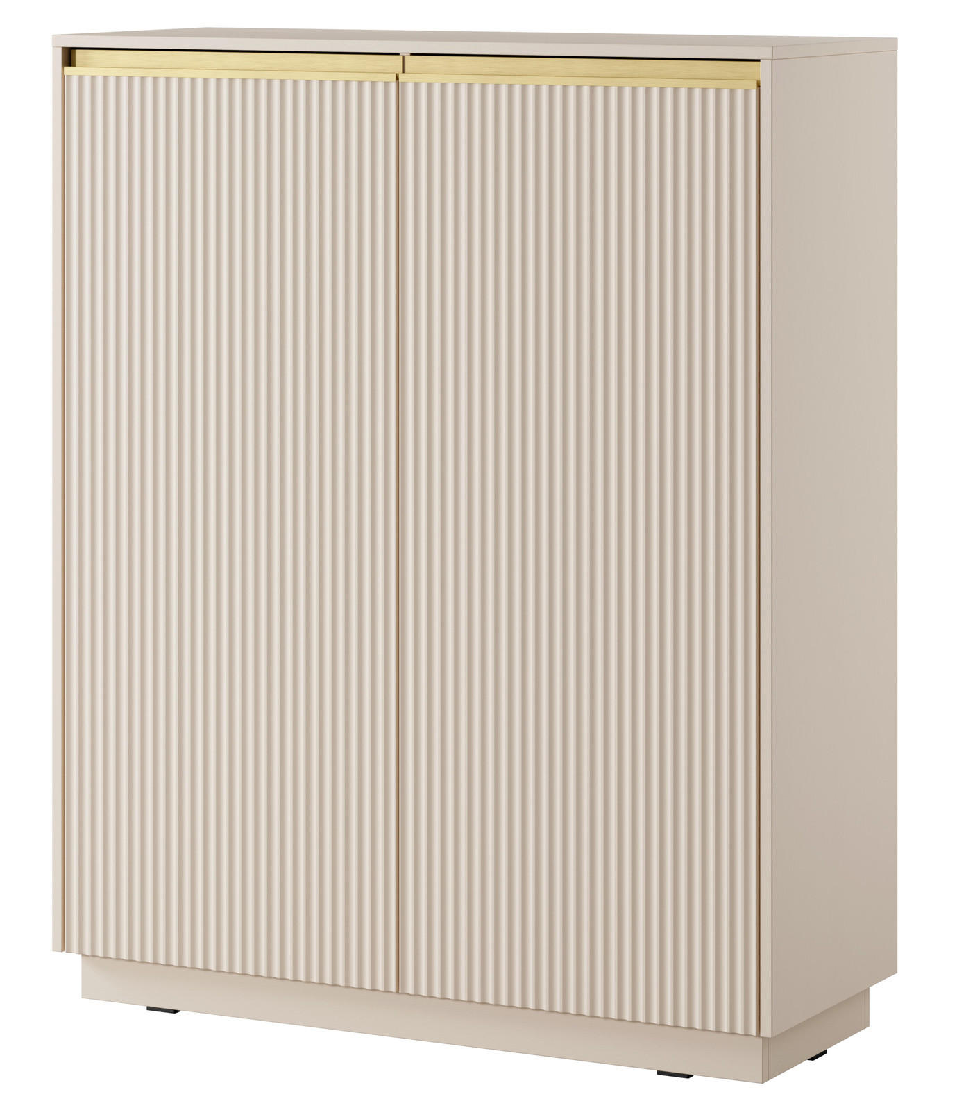 KOMMODE Loren, zweiflügelig, hoch, mit geriffelten Fronten in Kaschmir - Kaschmir/Goldfarben, Holzwerkstoff/Metall (104/127/39cm) - Ravio