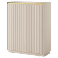 KOMMODE Loren, zweiflügelig, hoch, mit geriffelten Fronten in Kaschmir - Kaschmir/Goldfarben, Holzwerkstoff/Metall (104/127/39cm) - Ravio