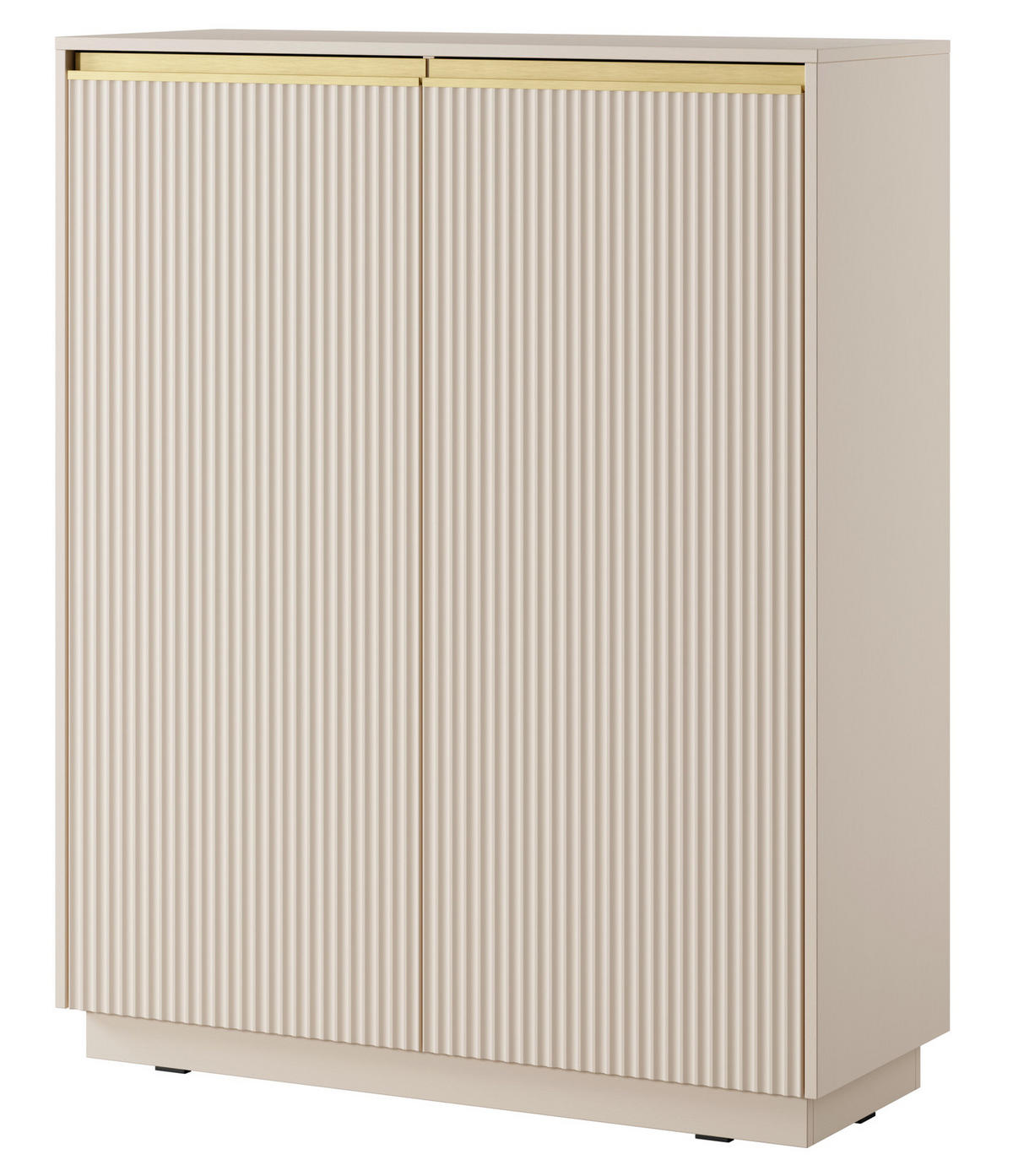 KOMMODE Loren, zweiflügelig, hoch, mit geriffelten Fronten in Kaschmir - Kaschmir/Goldfarben, Holzwerkstoff/Metall (104/127/39cm) - Ravio