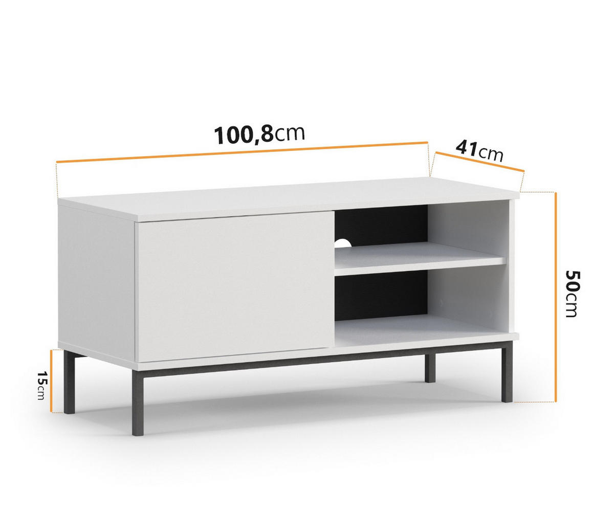 TV-LOWBOAARD Dallas 1D 100 cm Weiß - Schwarz/Weiß, Holzwerkstoff/Metall (100/50/41cm) - Ravio