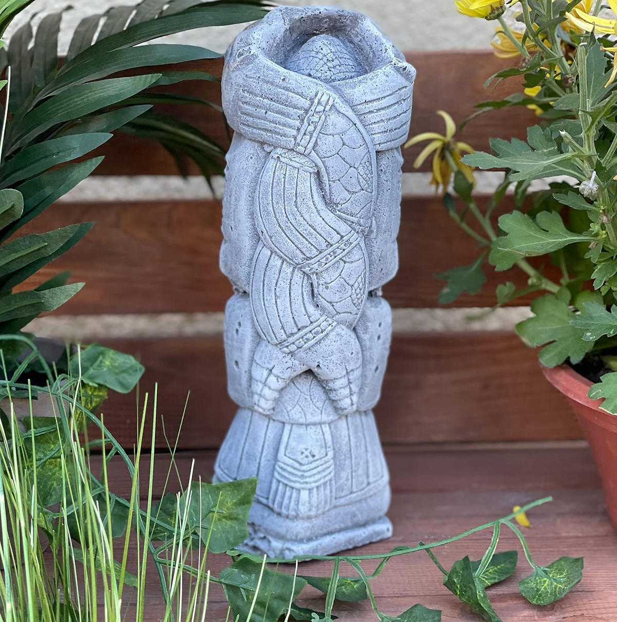 STEINSKULPTUR Steinfigur Azteken Totem frostfest wetterfest Tikki Steinguss - Grau, Stein (9/28/9cm) - stoneandstyle