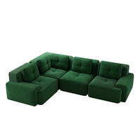 ECKSOFA 295/206/69 cm grün aus Cordstoff modular und montagefrei - Grün, Textil (206/295cm) - OKWISH