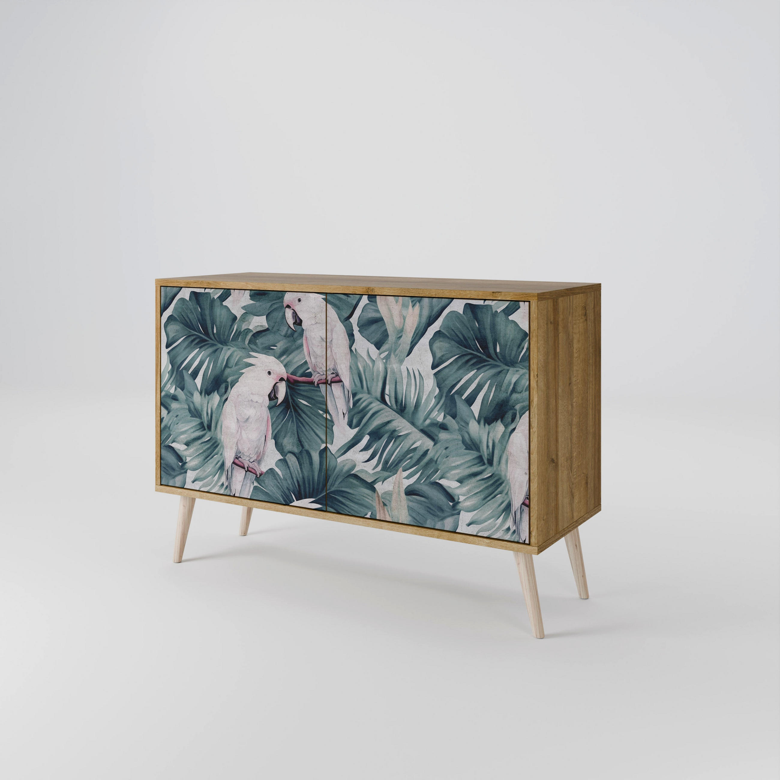 SIDEBOARD POPINJAY LOOK, Eicheneffekt, 111x42x77,5 cm, 2 Türen - Eichefarben/Buchefarben, Holzwerkstoff/Buchenholz (111/77.5/42cm) - SpaceRebels