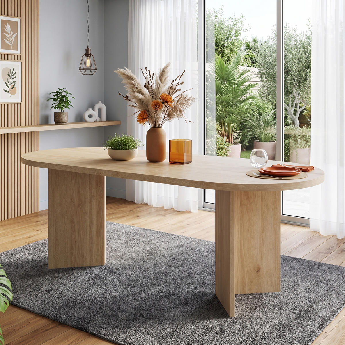 ESSTISCH 200/90 cm mit abgerundeten Ecken DE-39793 Eichenfarbe - Eichefarben, Holzwerkstoff (90/200/75cm) - ComfortXL