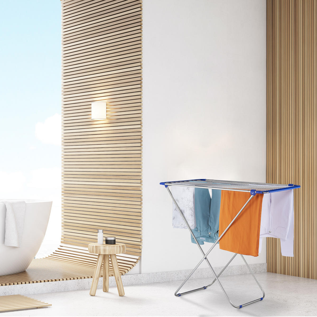 VÝSUVNÝ sušiak - strieborná, kov/plast (176/97/55cm) - Relaxdays