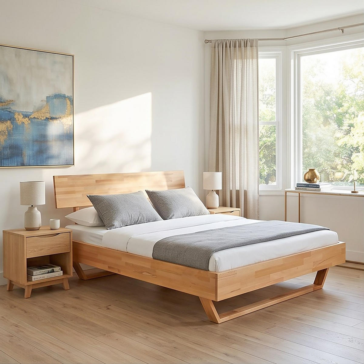 BETT TAO / 160x200 cm , Buche massiv geölt - Buchefarben, Holz (160/200cm) - Weber Industries