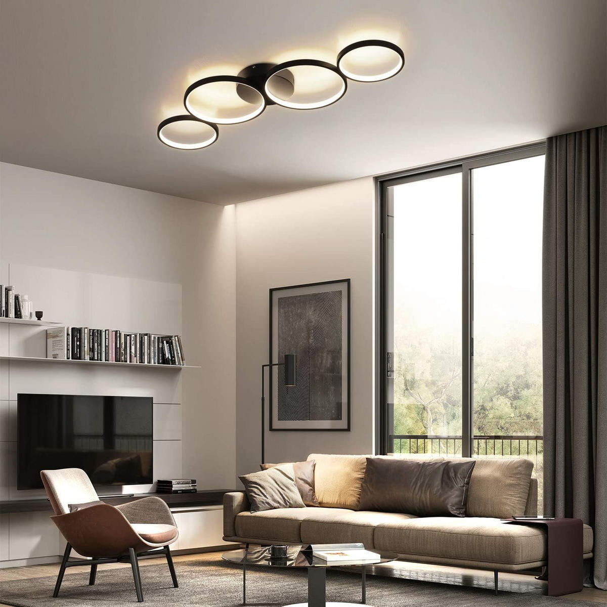 LED-DECKENLEUCHTE Luftblase 88/31/5.7 cm - Schwarz, Metall (88/31/5.7cm) - Nettlife