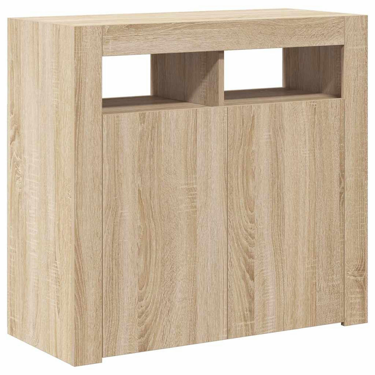 KOMMODE MIT LED-LEUCHTEN SONOMA-EICHE 80X35X75 CM - Sonoma Eiche, Holz (80/75/35cm) - vidaXL