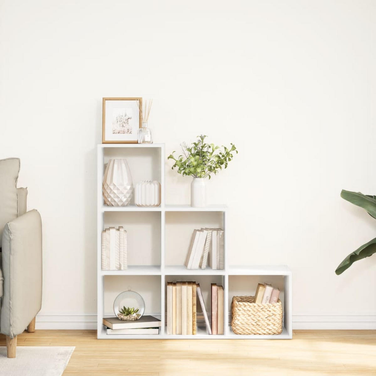 RAUMTEILER Bücherregal 3-Stufig Weiss 99/29/99 Cm Holzwerkstoff - Weiß, Holzwerkstoff (99/99/29cm) - vidaXL