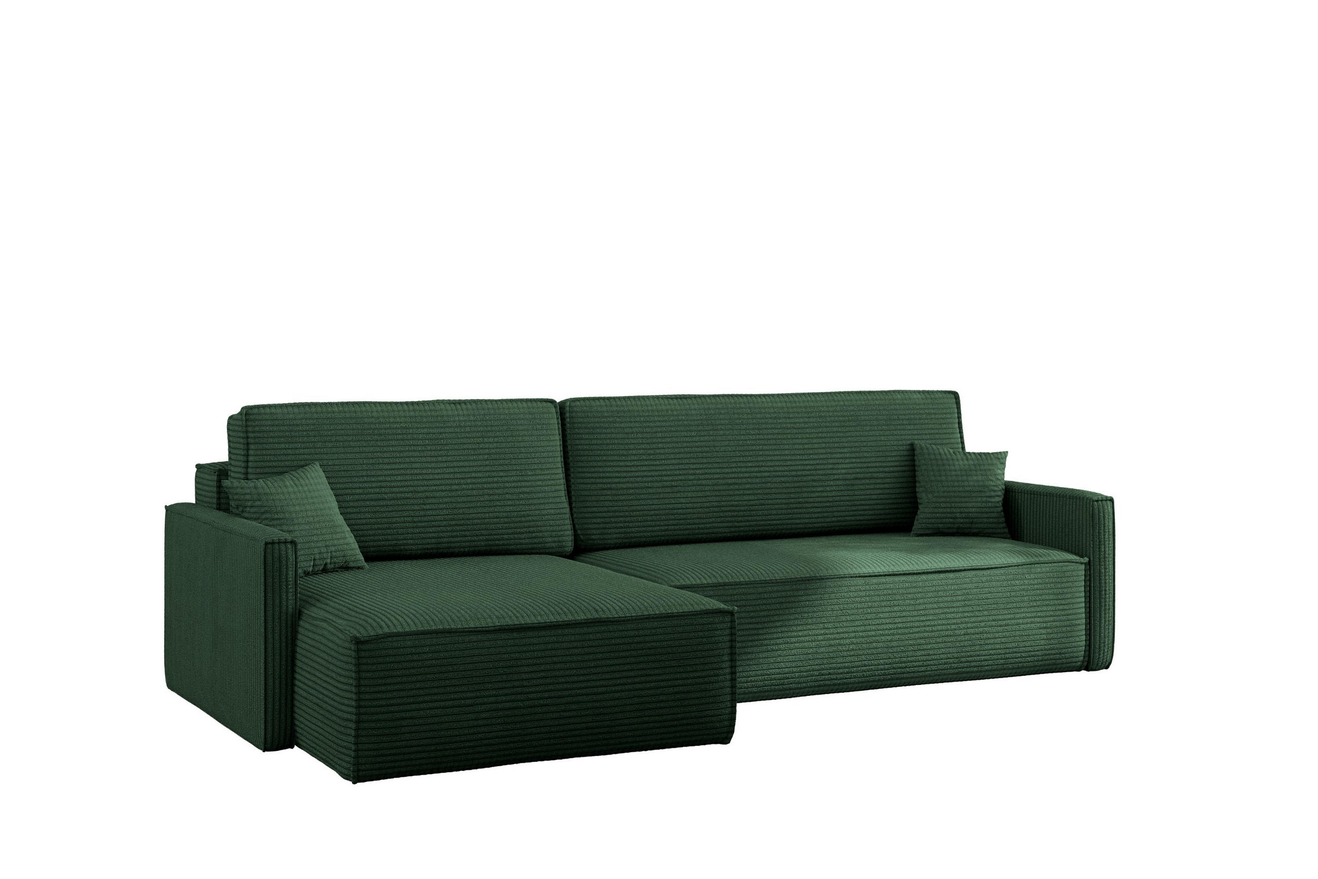 SCHLAFSOFA Carlos, Ecksofa L-Form mit schlaffunktion und bettkasten Stoff Poso Grün Links - Grün, Holz (142/83/250cm) - Kaiser Möbel