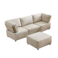 ECKSOFA DE-35021 modular Beige - Beige, Holzwerkstoff (154/238cm) - ComfortXL