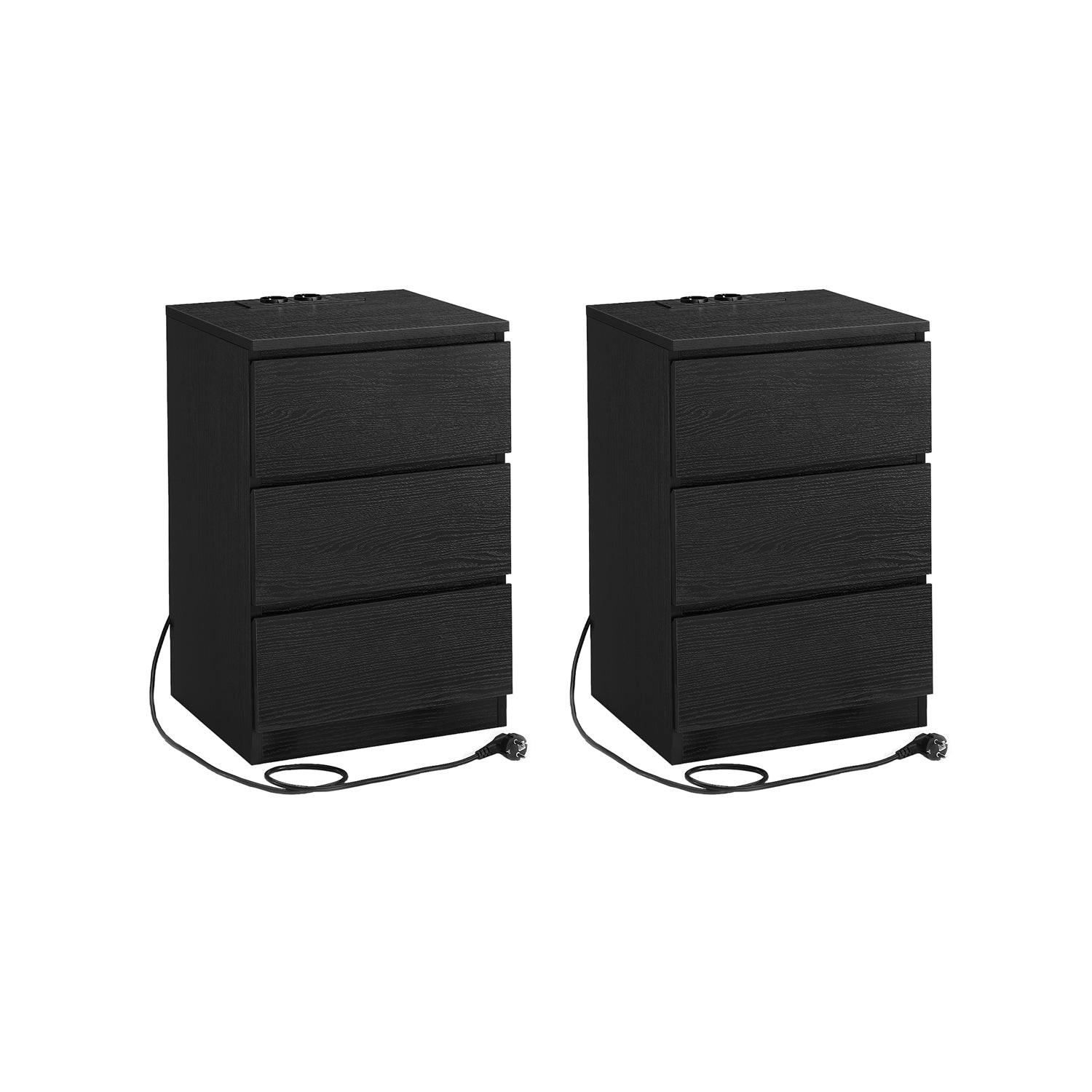 NACHTTISCH TEGUCIGALPA 2ER-SET - Schwarz, Holzwerkstoff (40/59/35cm) - Hansiro