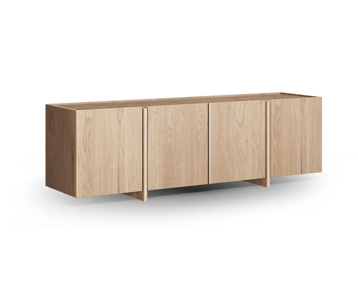 LOWBOARD Travertino Wildeiche gebleicht 180 / 46 / 56cm - Wildeiche, Holz (180/56/46cm) - Feldmann-Wohnen